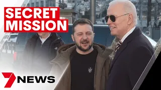 US President Joe Biden makes secret visit to Ukraine | 7NEWS