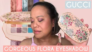 GUCCI Gorgeous Flora Eyeshadow palette and They Met in Argentina Lipstick | TRY ON REVIEW