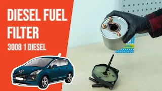 How to replace the diesel fuel filter Peugeot 3008 mk1 1.6 HDI ⛽