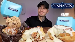 ASMR EATING Cinnabons, Center of The Roll Cup, Rolo Ice cream *No Talking*