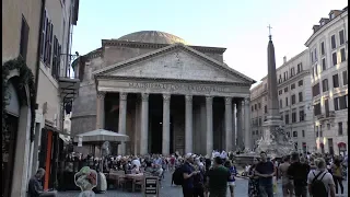 Walk around Piazza della Rotonda and Pantheon Rome Italy.