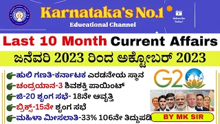 Last 10 Months Current Affairs 2023 | January 2023 To October 2023 |Important Current Affairs 2023