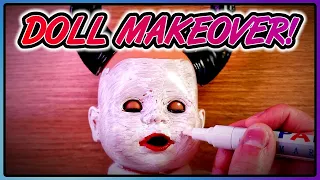 Turning A Baby Doll Into A DEMON!! (Repainting & Customizing A Doll)