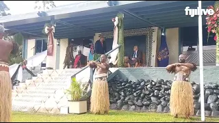 His Excellency the President Ratu Wiliame Katonivere is escorted by Warriors to the Ulunivuaka.