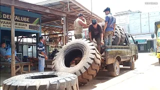 Unload sticky big truck tires