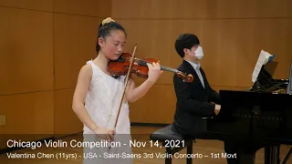 Chicago Violin Competition 2021 - Valentina Chen (11yrs) - USA - Saint-Saens 3rd Violin Concerto