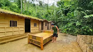 FULL VIDEO: 250 Days  survival living In the forest Build bamboo bed, Wooden floors, Cupboards bowl