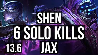 SHEN vs JAX (TOP) | 3.9M mastery, 10/1/5, 6 solo kills, 1000+ games, Legendary | KR Master | 13.6
