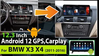 12.3 inch BMW X3 X4 Android 12 GPS Navigation screen 128GB /256GB Apple Carplay Android Auto!