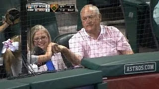 Nolan Ryan gives foul ball to young fan