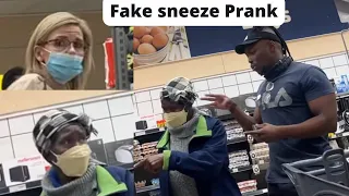 Fake Sneezing on people in public prank