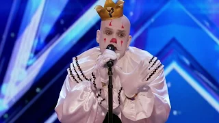 Party Sad Clown Stuns Crowd with Sia's Chandelier - America's Got Talent 2017