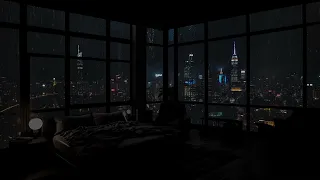 Amsterdam on a rainy night 🌧️ sleep and relax on a rainy night in the bedroom overlooking the city 💤