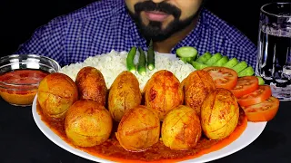 Very Spicy DUCK EGG Curry, CHICKEN EGG Curry, Tomato, Cucumber, green Chili ASMR Eating| #LiveToEATT