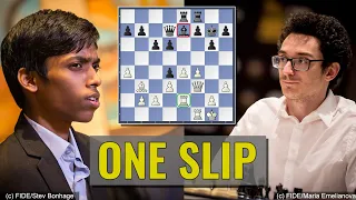 One slip | Praggnanandhaa R vs Fabiano Caruana | FIDE World Cup 2023 Baku