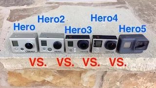 GoPro Hero5 vs Hero4 vs Hero3 vs Hero2 vs Hero - Video Quality & Slow Motion
