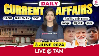 3 June Current Affairs | Daily Current Affairs for Bank Exams | Current Affairs Today | Priya Ma'am