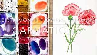 How To PAINT January's Birth Month Flower: The Carnation