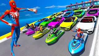 Stunt Top challenge GTA 5 Cars BMW M8 Cabrio Chevrolet Camaro Ferrari F8 Jet Ski FireTruck