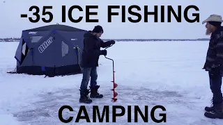 -35 Degrees Ice Fishing Camping For First Time