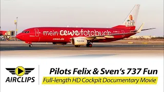 Magic Red Jet: Sven and Felix Cockpit Movie TUI B737-800 from Cyprus to Düsseldorf [AIRCLIPS.com]