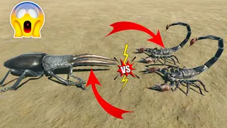 Giant Stag Beetle vs 2x Emperor Scorpion 😱 - Animal Revolt Battle Simulator