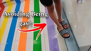 avoiding stepping on the gay stairs