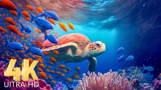 3HRS Ocean Life 4K (ULTRA HD)🐋- Coral Reefs and Colorful Sea Life - Relaxing Music