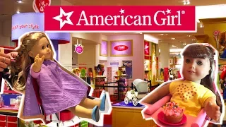 Shopping in American Girl Store Bitty Babies Toys , Doll Hair Salon and Baby Dolls Eat Restaurant