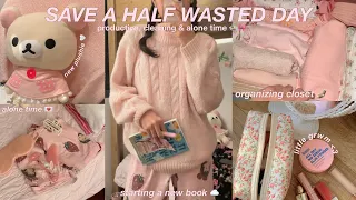 SAVING A HALF WASTED DAY🌷🧹🍲 |organizing closet, content taking,new book, mini grwm, productive