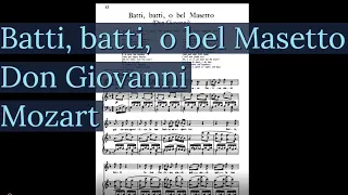Batti, batti, o bel Masetto Piano Accompaniment Don Giovanni Mozart Karaoke
