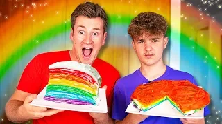 BROTHERS ATTEMPT TO RECREATE ‘TASTY’ RAINBOW CREPE CAKE RECIPE