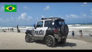 3x JEEP TROLLER DO POLICIAMENTO TURÍSTICO EM PATRULHAMENTO NA PRAIA DO FUTURO!