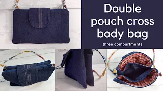 Double pouch crossbody bag - three compartments