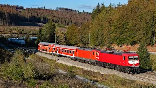 Rheincargo Werbeloks, Budamar 155 mit Schwellen, SVG Partyzug, VTG, SETG uvm auf der Frankenwaldbahn