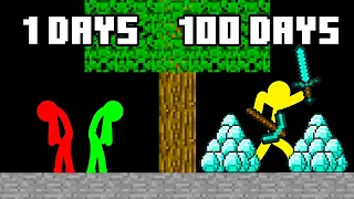 Stickman VS Minecraft: 100 Days Hardcore Challenge - AVM Shorts Animation