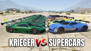GTA 5 ONLINE - KRIEGER VS 10 FASTEST SUPERCARS (WHICH IS FASTEST?) | DRAG RACE