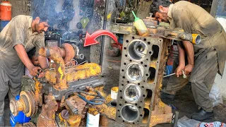 Rebuilding CAT 950B Wheel Loader Full Engine || Repairing CAT 4 Cylinder Engine In Local Workshop