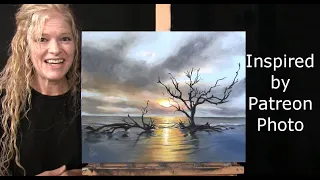Learn How to Draw and Paint "DRIFTWOOD BEACH" with Acrylics- Paint & Sip at Home - Fun Art Tutorial