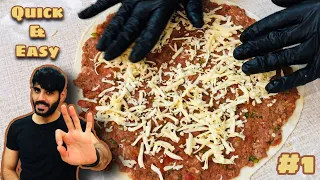 طريقة عمل + تجربة + تقييم اللحم بعجين التركي 🇹🇷 (البيتزا التركية)