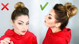 Красивый небрежный быстрый пучок за 1 минуту | Easy messy bun hair tutorial #Shorts