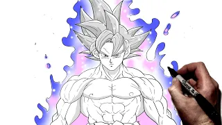 How To Draw Goku MUI (Muscular) | Step By Step | Dragon Ball