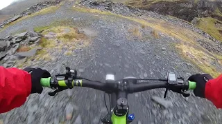 Cycling above Cwmorthin Quarry, North Wales