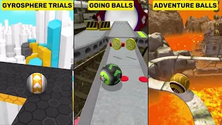 GyroSphere Trials vs Going Balls vs Rollance Adventure Balls, Gyro Balls Gameplay Comparison Levels