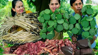 Harvesting Lotus Root and Fruit To Cooking with Cow Bone & Meat - Majou Khtis Lotus Root Recipe