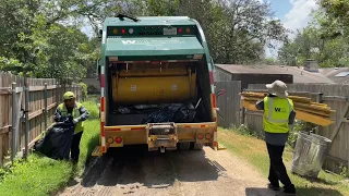 Waste Management: Rear Loader on Dirt Alley Manual Trash!