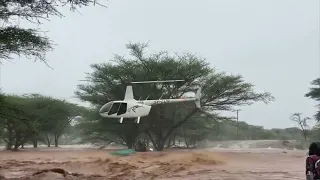 Daring Pilot in dramatic helicopter-rescue of 8 Lorry occupants swept away by raging Samburu floods