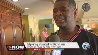 Outpouring of support for Detroit man who walks 21 miles round trip to work everyday