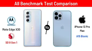 Snapdragon 8 Gen1 vs Apple A15 bionic Bechmark Comparison Test || Moto Edge x30 vs iphone 13 pro Max