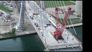 Gordie Howe Bridge Construction Site At 60fps 4K | Detroit, Michigan